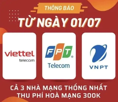 Phí hòa mạng dịch vụ Internet