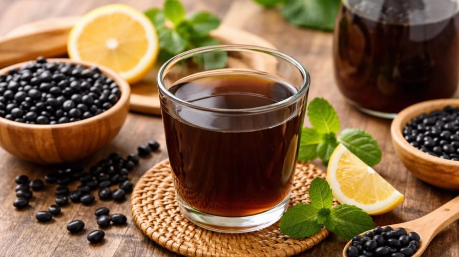 Phụ nữ uống nước đậu đen