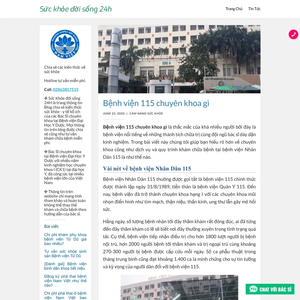 Quy trình khám bệnh tại Bệnh viện 115