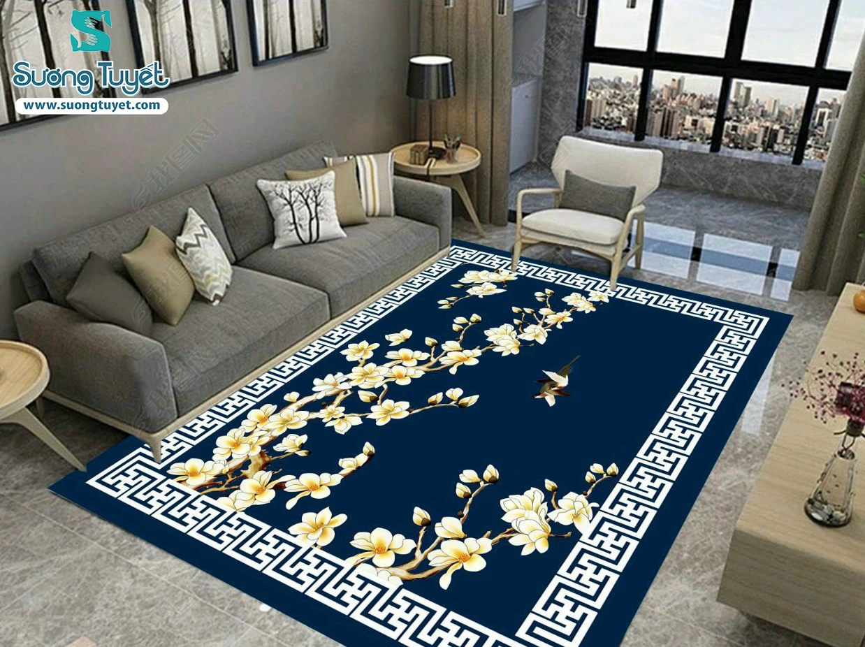 Thảm trải sàn phòng khách mềm mại, ấm cúng
