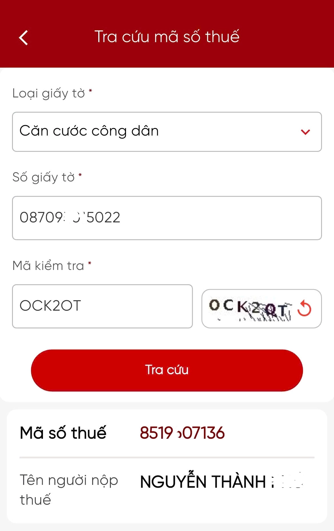 Thông tin mã số thuế cá nhân