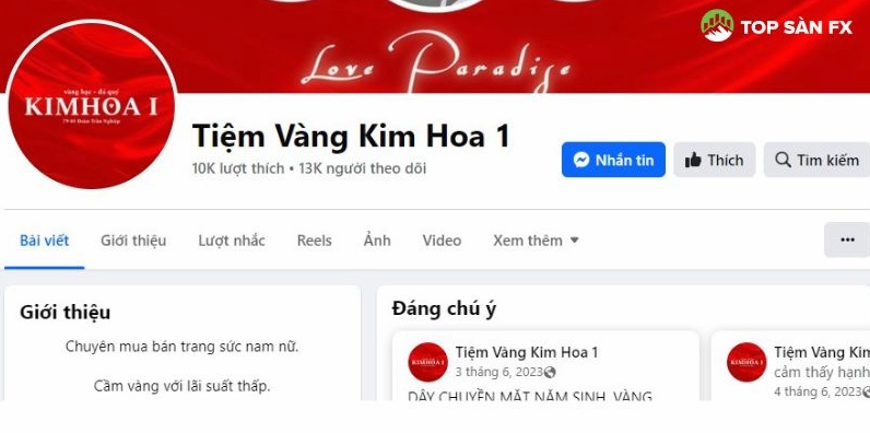 Tiệm vàng Kim Hoa tại Bình Dương