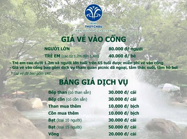 Toàn cảnh khu du lịch Thủy Châu với thác nước