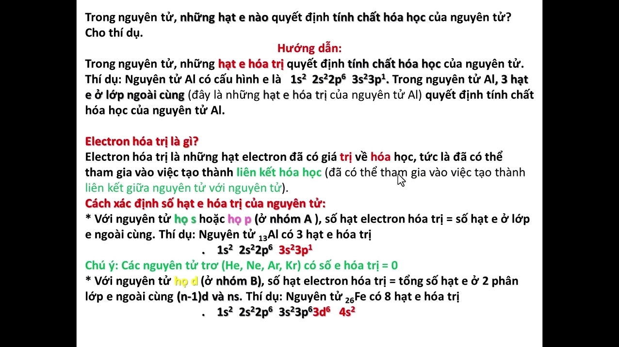 Tổng kết về electron hóa trị