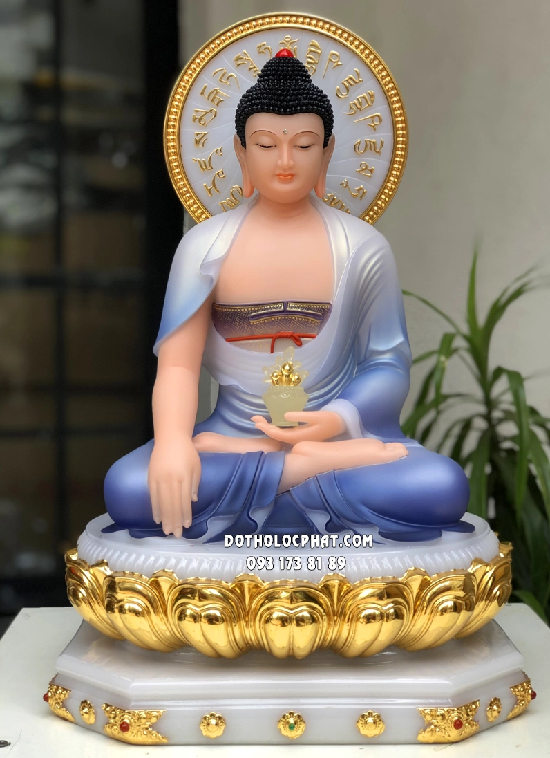 Tượng Phật Dược Sư màu khoáng xanh