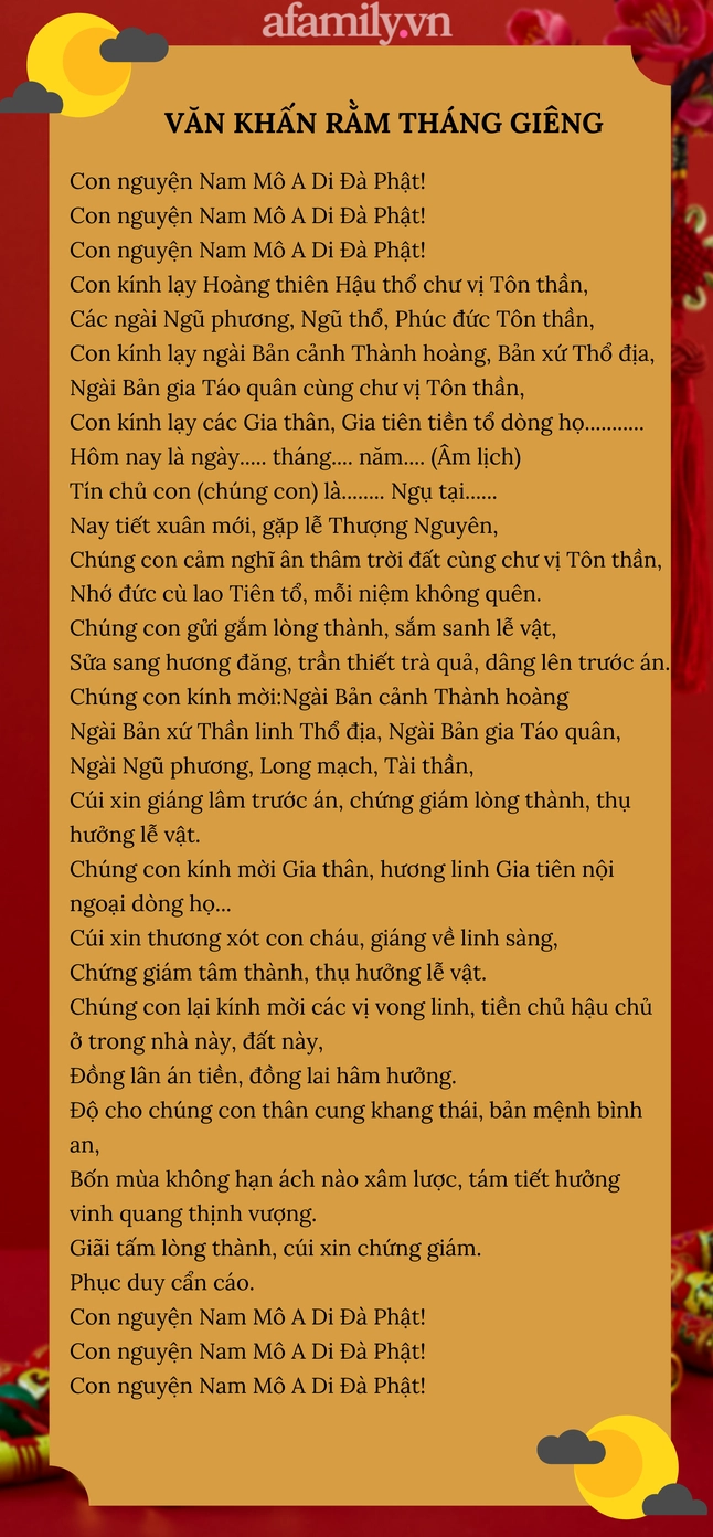 Văn khấn cúng Rằm tháng Chạp chi tiết