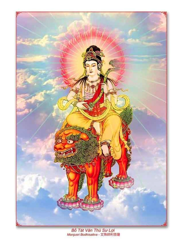 Văn Thù Sư Lợi Bồ Tát trên tay sen trắng