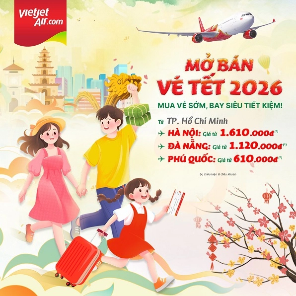 Vé máy bay Tết 2026 Vietjet Air
