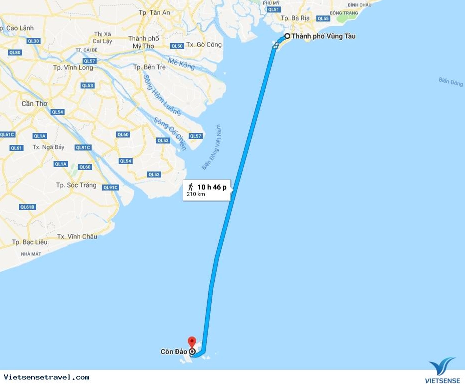 Vị trí địa lý của Côn Đảo trên bản đồ Việt Nam