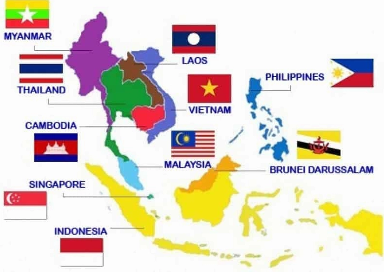 Bản đồ các nước Đông Nam Á và các quốc gia lân cận