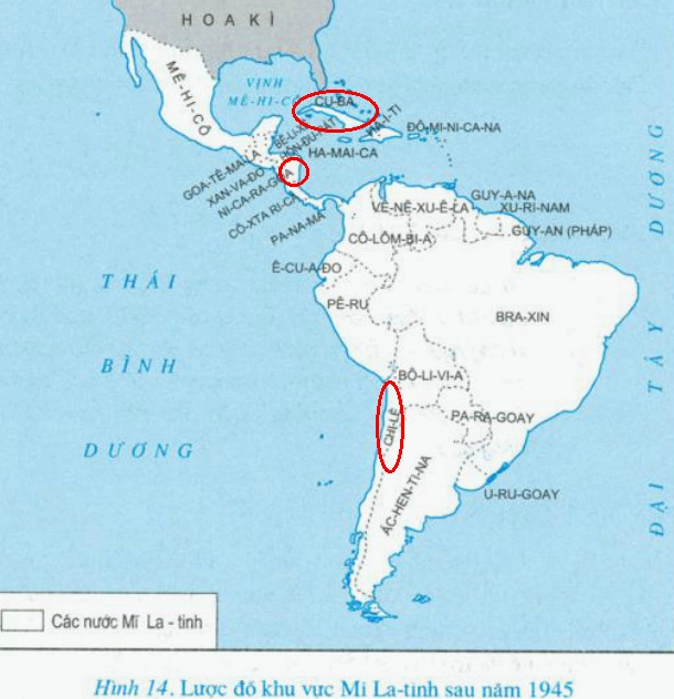 Bản đồ Caribe với vị trí của Cuba