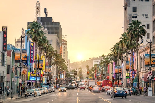Bản đồ nước Mỹ với vị trí Los Angeles được đánh dấu