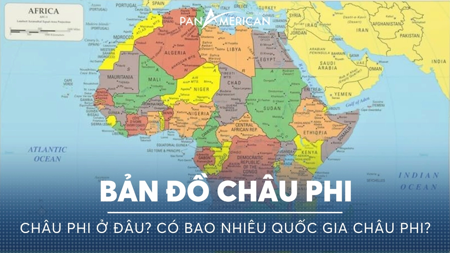 Bản đồ thế giới với điểm nhấn là châu Phi