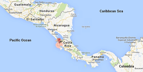 Bản đồ vị trí Costa Rica và Nicaragua
