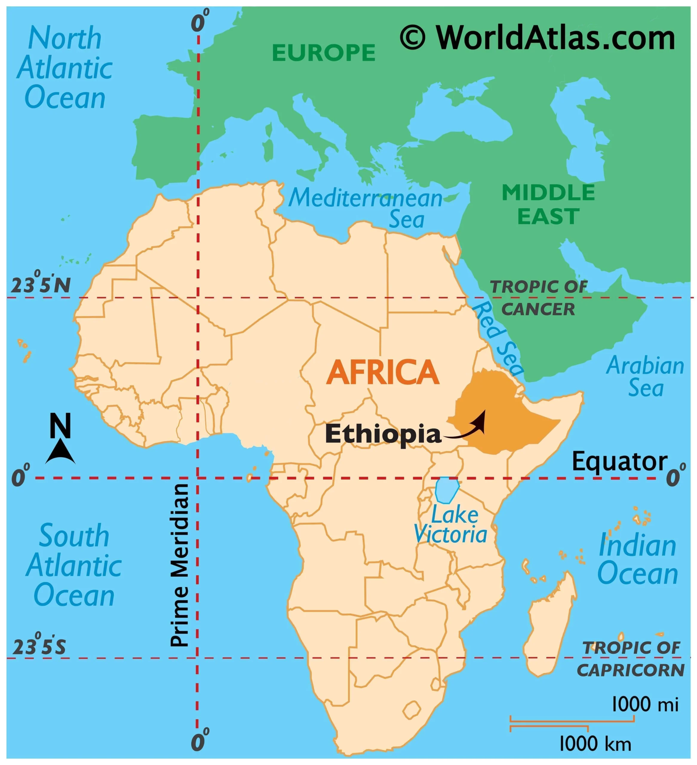 Bản đồ vị trí địa lý Ethiopia