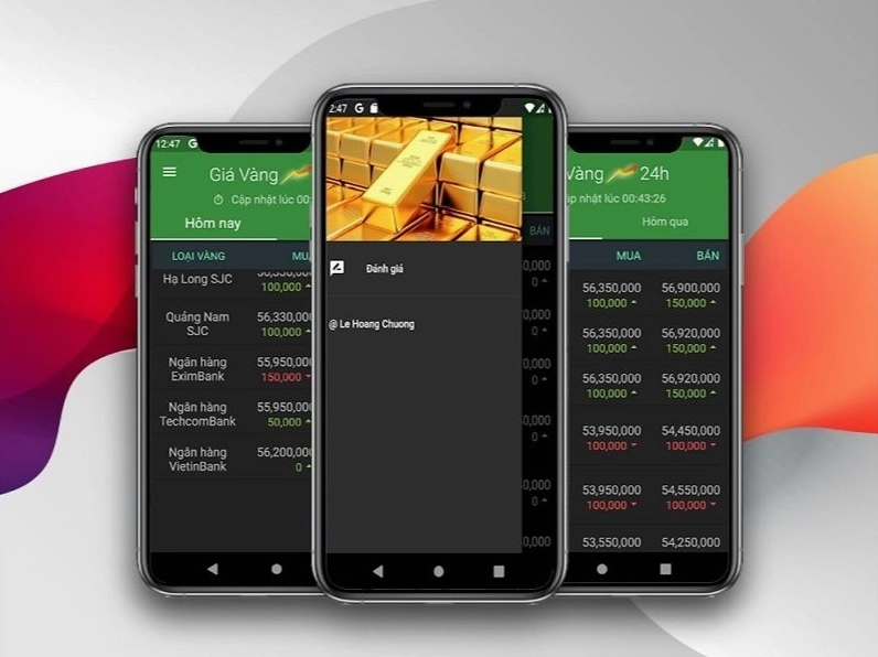 Biểu đồ giá vàng cập nhật trên ứng dụng