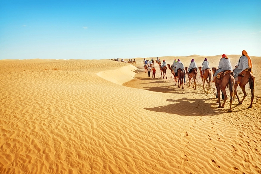 Cồn cát vàng óng dưới ánh nắng sa mạc Sahara