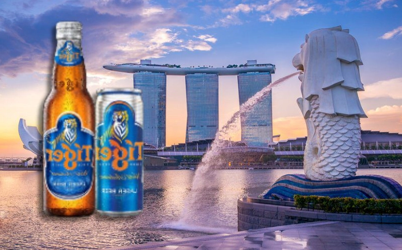 Những chai bia Tiger xếp cạnh nhau