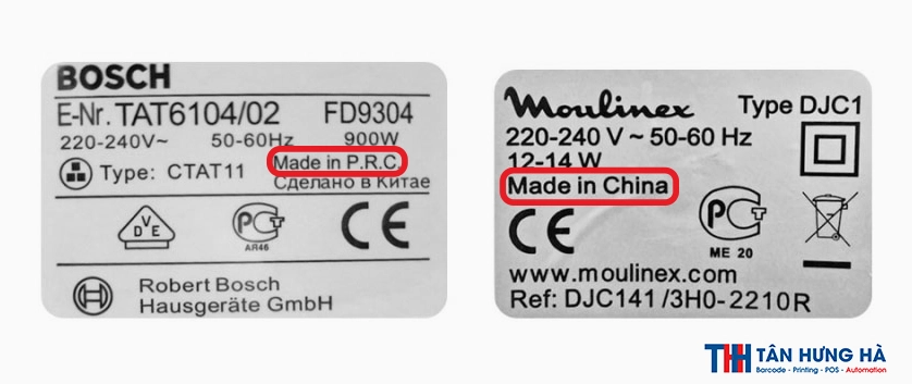 So sánh nhãn Made in PRC và Made in China