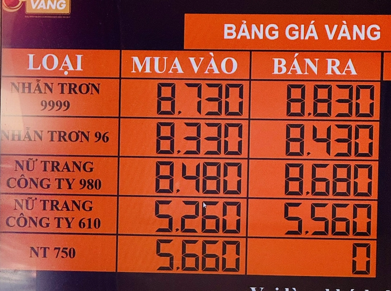 Tiệm vàng Kim Vinh niêm yết giá vàng