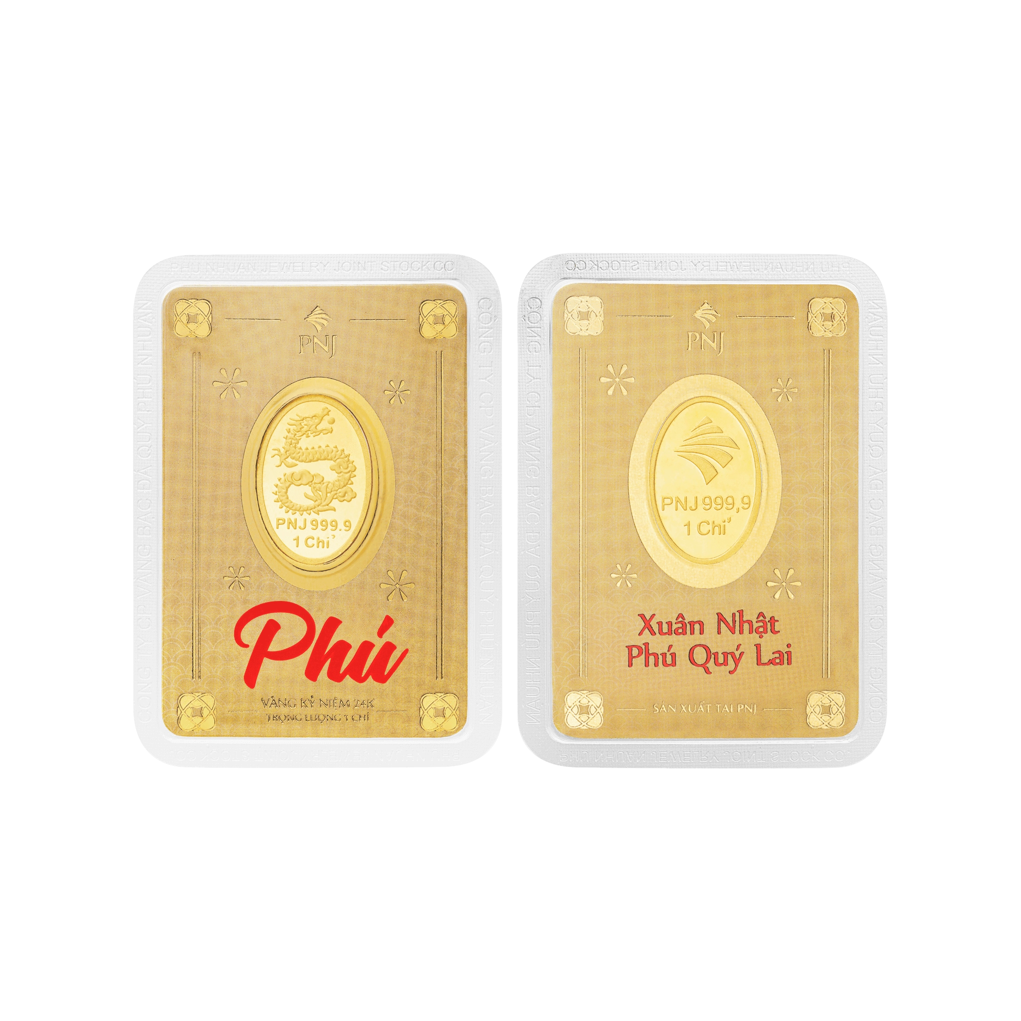 Vàng Tài Lộc PNJ 1 chỉ Giáp Thìn chữ Phú Long Đảo Kim Niên