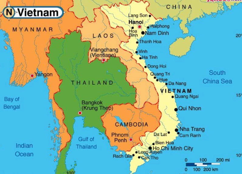Bản đồ các quốc gia Đông Dương