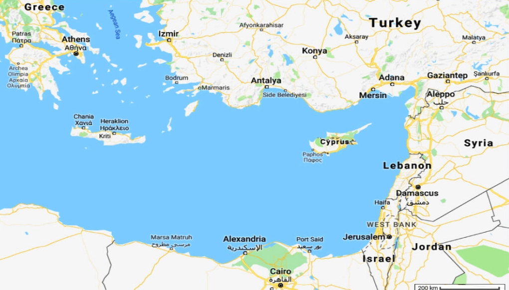 Bản đồ Cyprus thể hiện vị trí địa lý