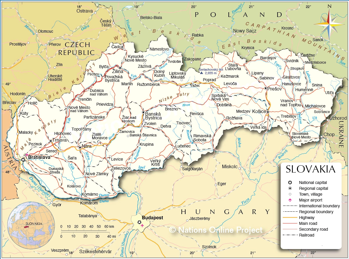 Bản đồ hành chính Slovakia