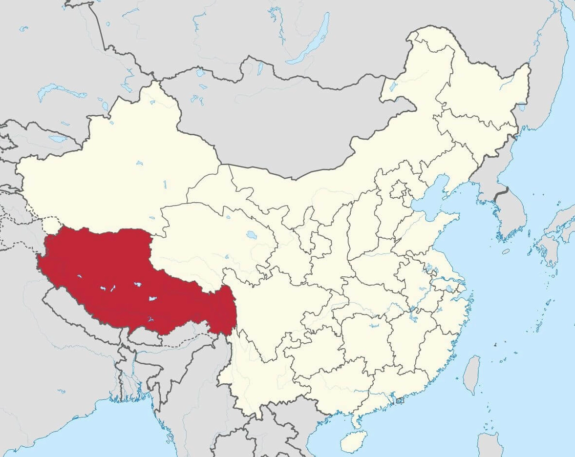 Bản đồ hành chính và địa lý của khu vực Tây Tạng