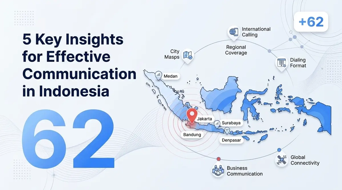Bản đồ Indonesia với mã vùng +62