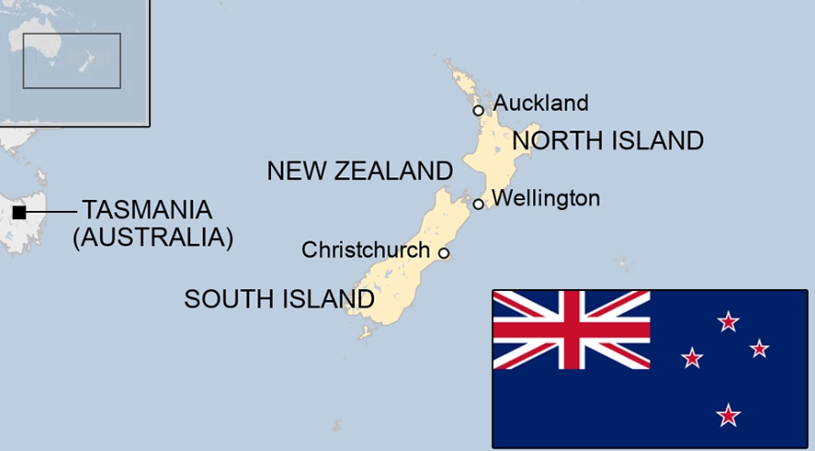 Bản đồ New Zealand và Úc