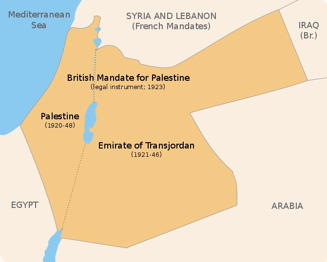 Bản đồ Palestine thuộc Ủy hội Anh năm 1920