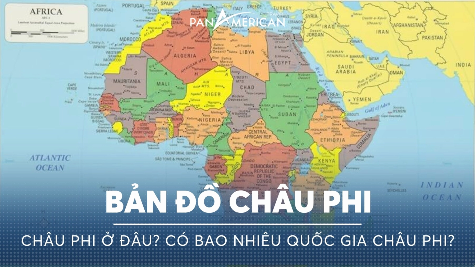 Bản đồ vị trí địa lý châu Phi