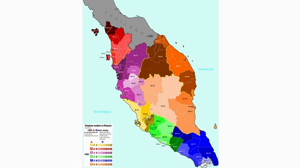 Bảng mã vùng các khu vực ở Malaysia