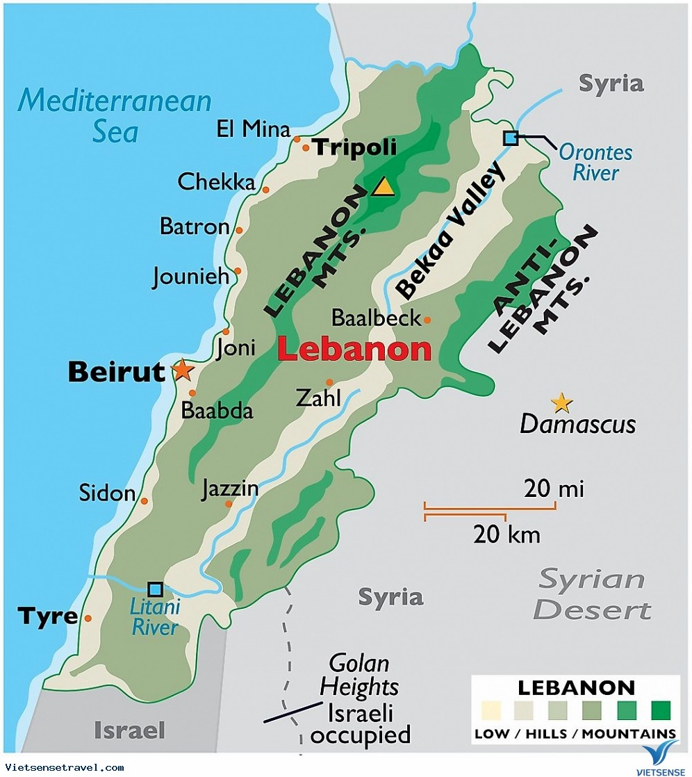 Cảnh quan thiên nhiên tuyệt đẹp của Lebanon với núi và biển