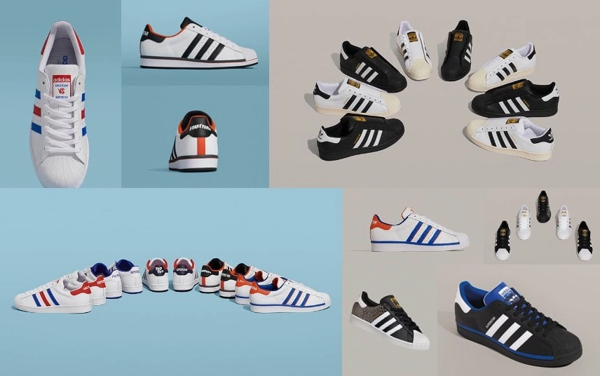 Giày Adidas Superstar với ba sọc đặc trưng