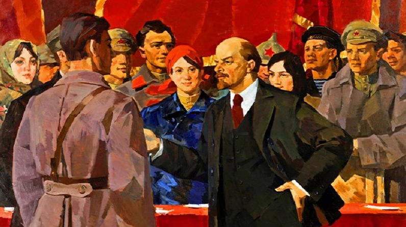 Hình ảnh Karl Marx và Vladimir Lenin, những nhà lý luận về nhà nước