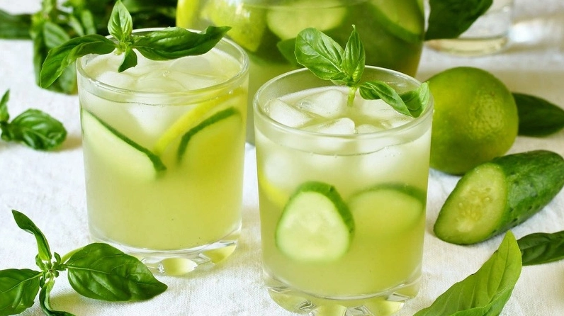 Ly nước ép dưa leo tươi mát