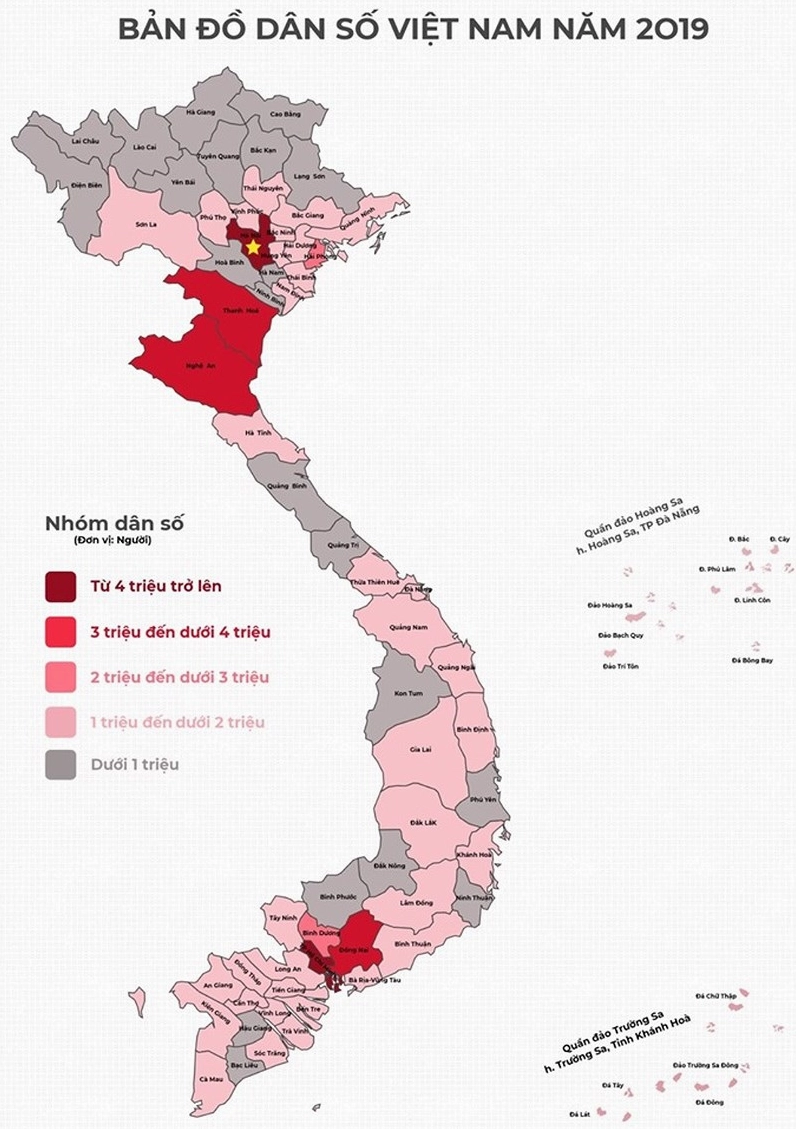 Phân bố dân số theo khu vực địa lý Việt Nam